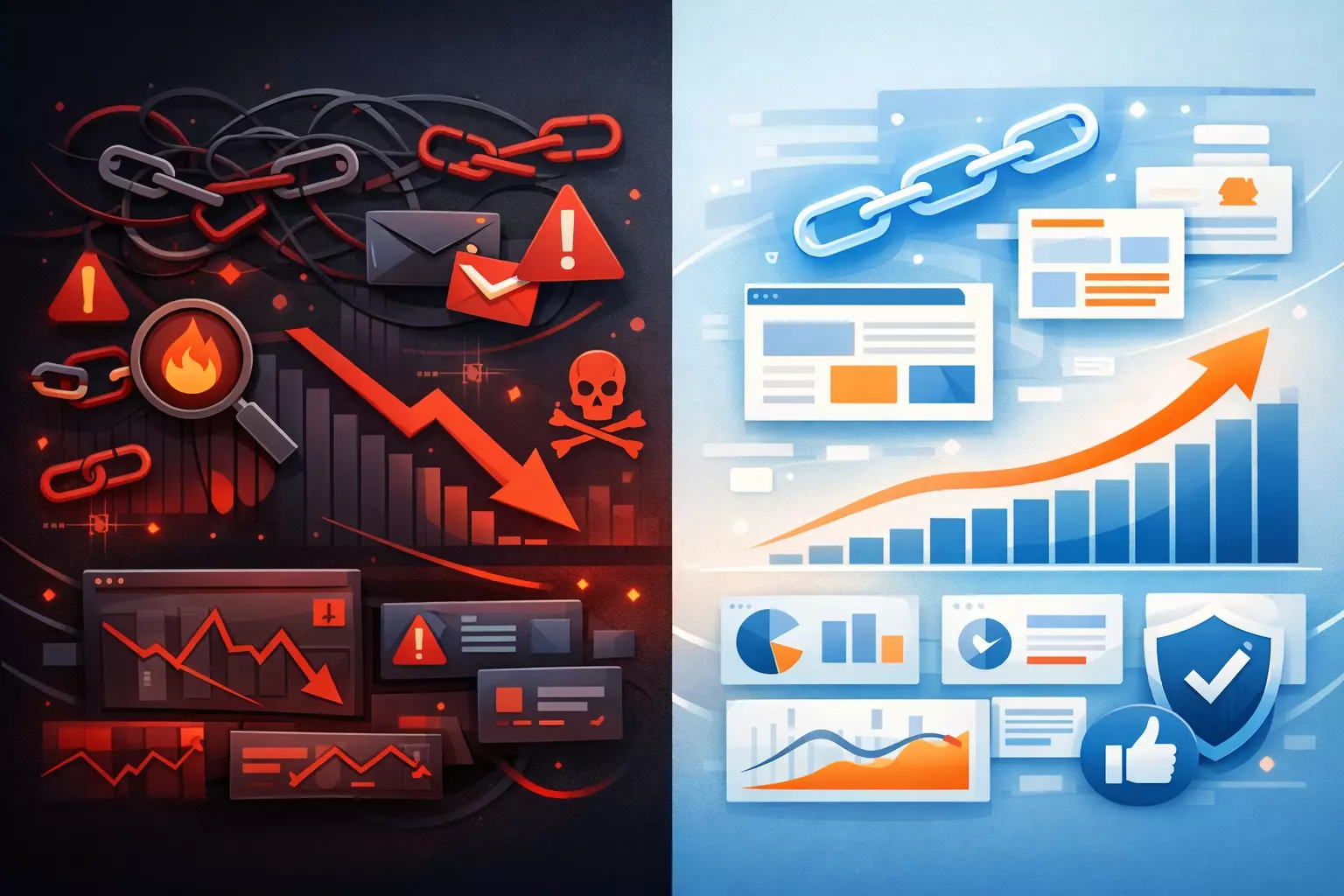 SEO 업체 장단점을 비교한 인포그래픽