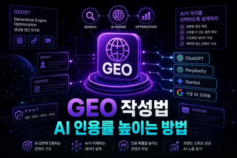 GEO 작성법, AI 인용률 41% 높이는 7가지 방법